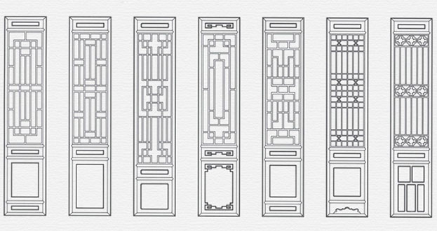 马关常用中式仿古花窗图案隔断设计图