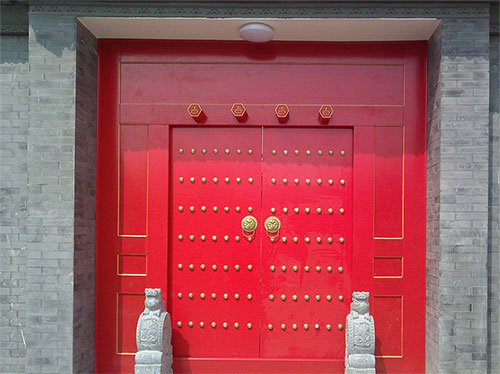 马关中国传统四合院系列朱红色中式木制大门木作